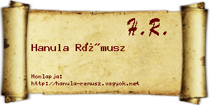 Hanula Rémusz névjegykártya